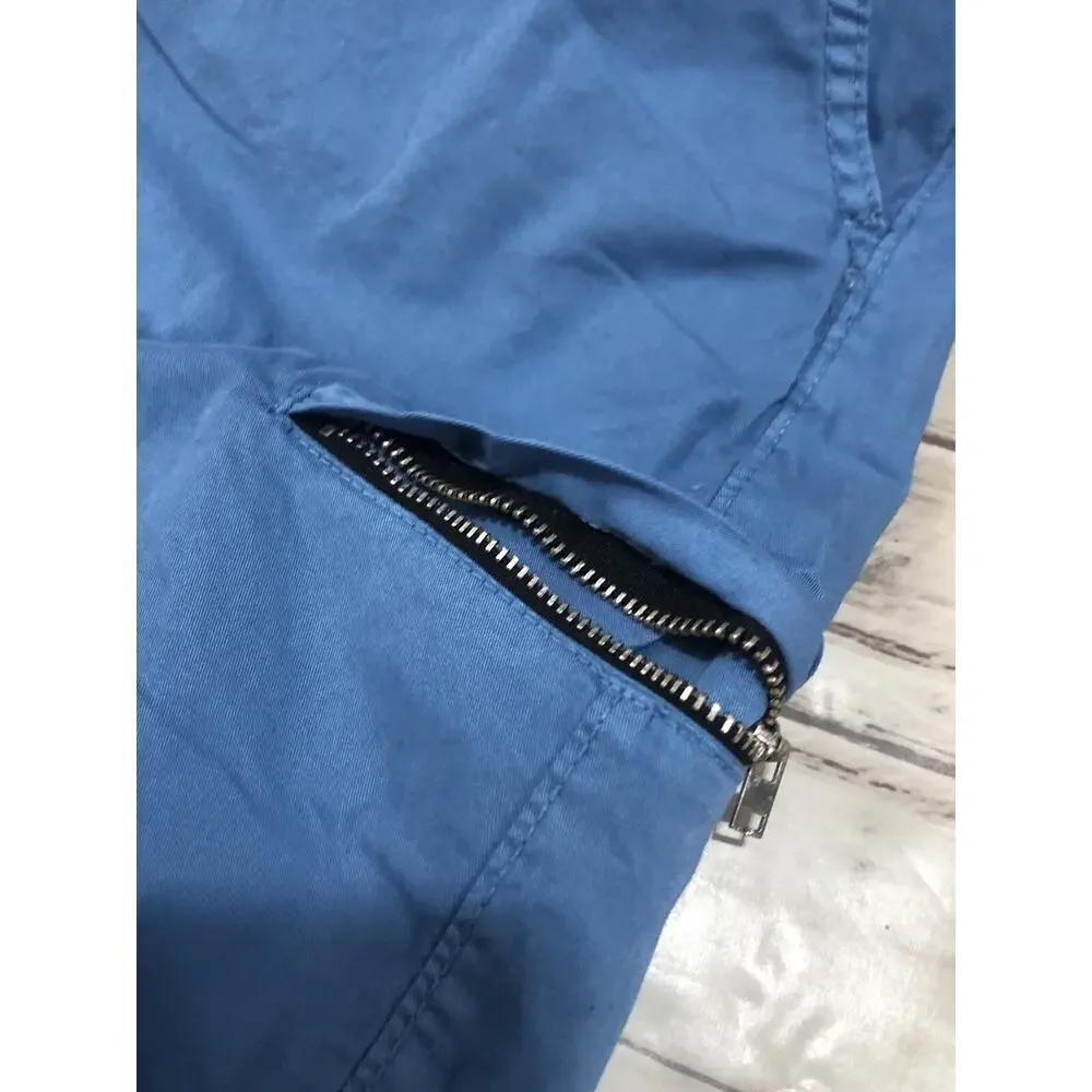 Fashion Denim Shorts Mens 30 Blue Cargo 6 Pockets Flat Front Zip N73